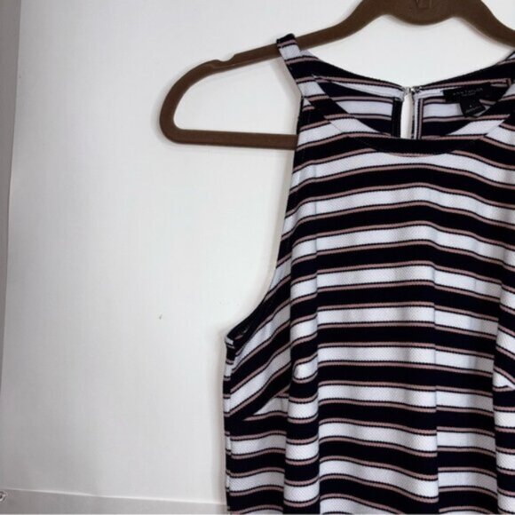 Ann Taylor Women’s Striped Sleeveless Dress Size 8 Jersey Knit High Neck Summer - Picture 5 of 8